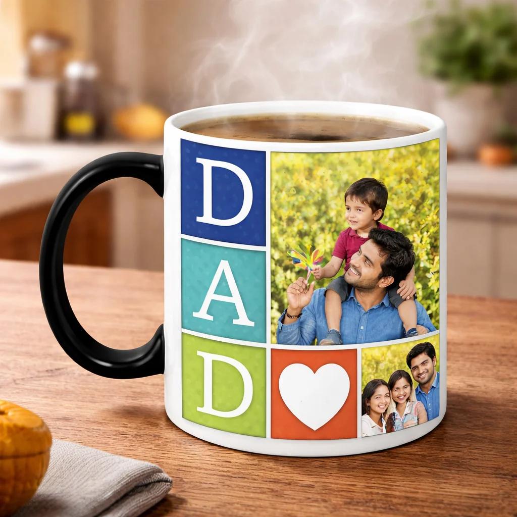 MH Decors Custom Printed Heat Sensitive Superhero Dad Coffee Mug Birthday Gift