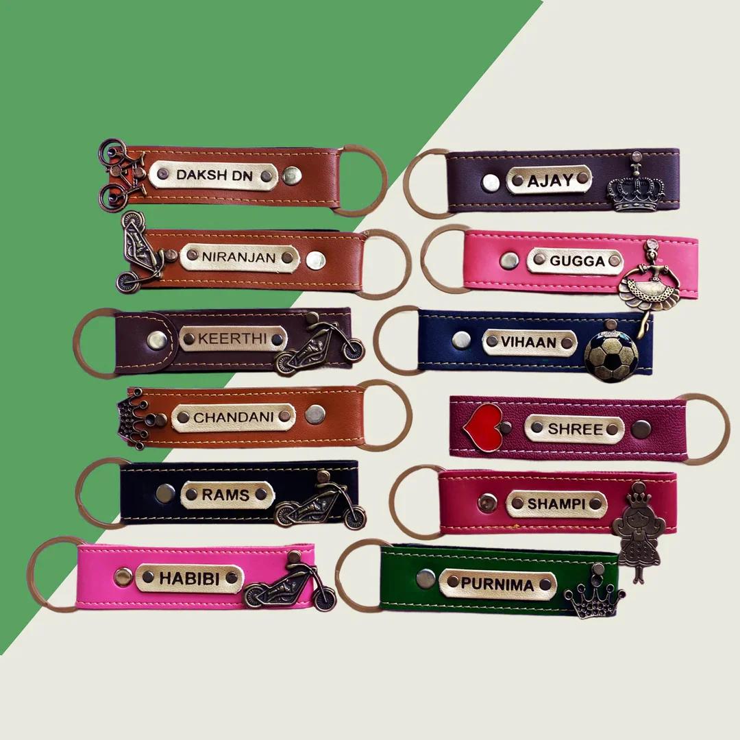 MH Decors Personalised Leather Keychain Black Customizable and Stylish