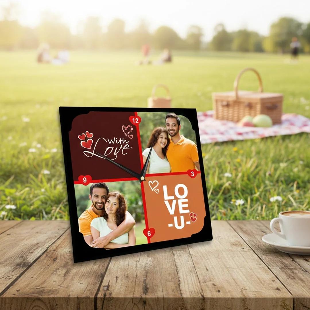 MH Decors Custom 10x10 Inch Table Clock Personalized for Couples