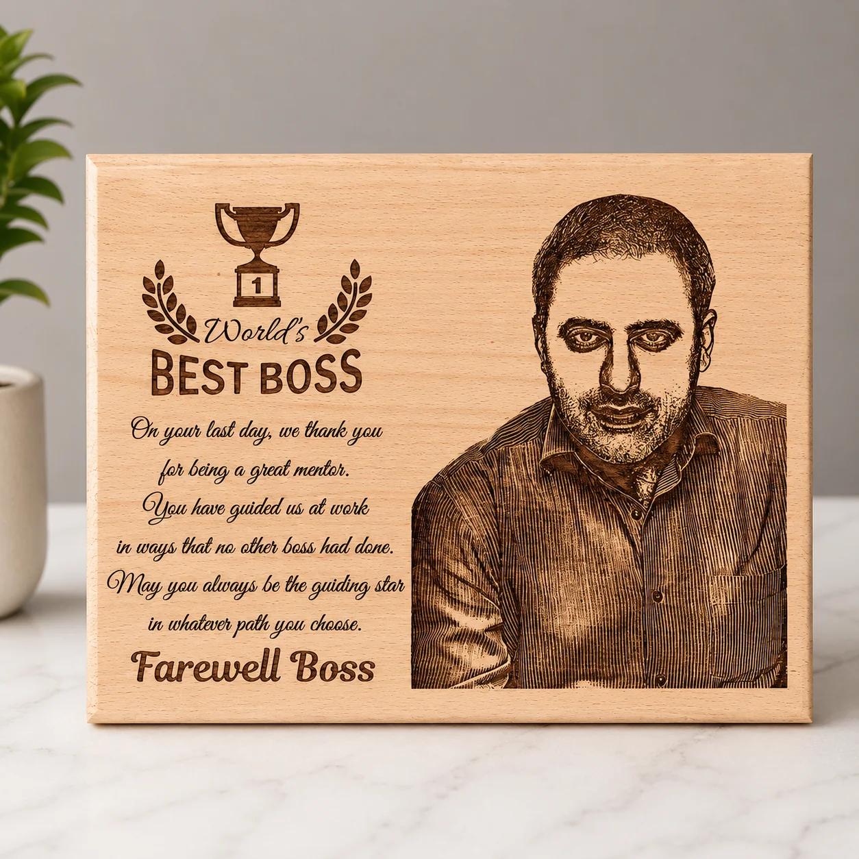 Custom Wooden Photo Plaque Farewell Gift Personalized Keepsake (10*8) Large Size