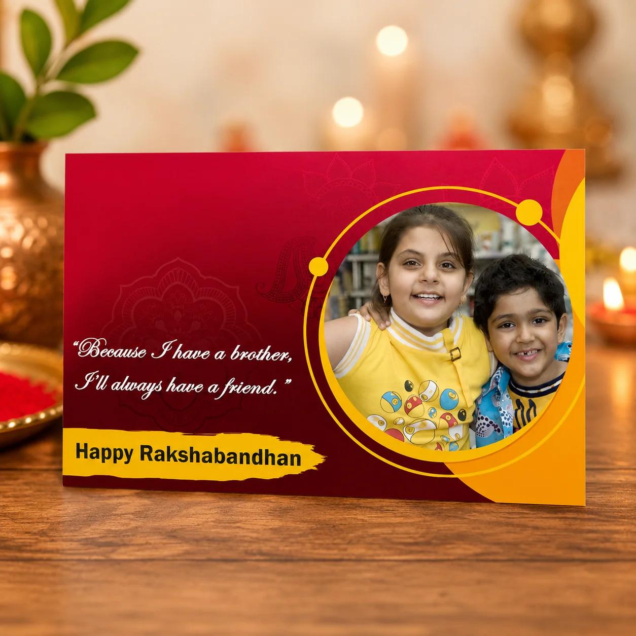 Personalized Photo Rakhi with Greeting Card for the Brother